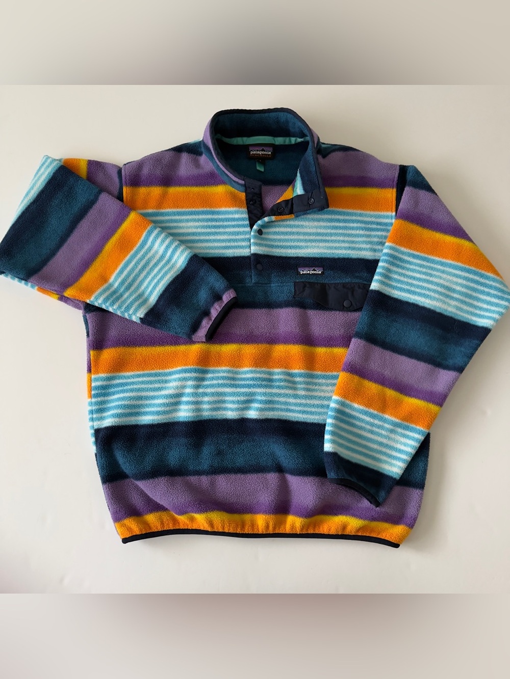 Patagonia Synchilla Snap-T Fleece Jacket Mens Large Painted Fitz Stripe Pullover